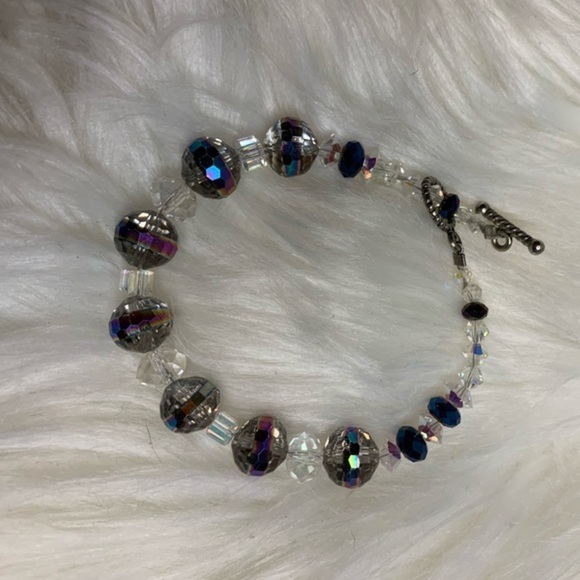 Handmade in New Mexico beaded crystal bracelet clear/multicolored - Picture 2 of 7